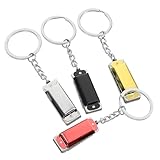 MAGICLULU 4 piezas Llavero Armónica Metálico Colgante Mini con Anilla para Llaves y Bolso Decoración Negro Dorado Plata y Rojo Resistente para Uso Múltiple