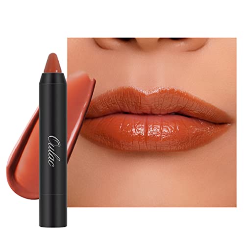 Oulac Rouge a Levre - Brillant et Juteux,Rouge a Levre en Terre Cuite,Colour Lip Marker Créer un Essence Maquillage,Rouge à Lèvres Hydratant,Convient à Toutes Les Carnations,2.48g,PLEASE!(07) Cover