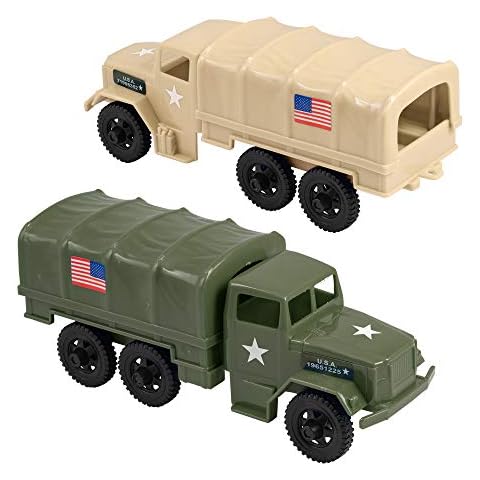 TimMee Combat Convoy Trucks - Plastic Army Men M34 Deuce & a Half Cargo Vehicles Cover