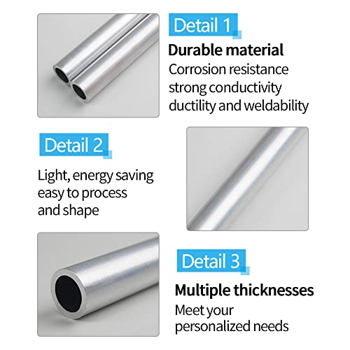 Feelers 5 Pcs 6061 Aluminum Tubing 1/2" (13Mm) Od X 3/8" Id X 8" Length Round Straight Pipe Tubing For Furnishing, Diy, Machinery #TOP3