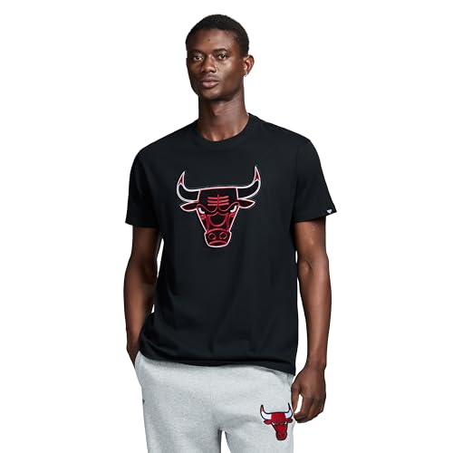 Game 7 x NBA Officially Licensed Men's Short Sleeve Oversized Heavyweight Crew Neck Cotton Patch T-Shirt, Chicago Bulls, XL, Black