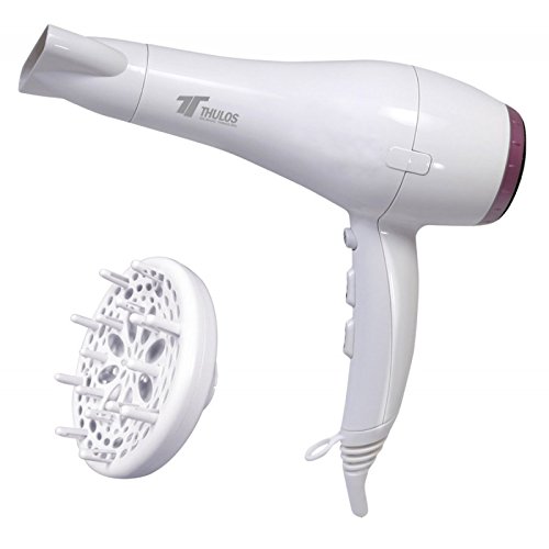 Aliespain professionele haardroger, 2000 W, 2 snelheidsniveaus, 3 posities. Koude warmte. Ring om op te hangen. Witte haardroger met gouden rand