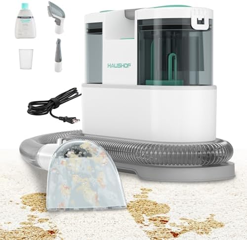 HAUSHOF カーペットクリーナー リンサー洗浄機 400W カーペット洗浄機 超強力吸引 布製品クリーナー 布洗浄機 スチームクリーナー 水漏れ防止 乾湿両用 お湯対応可能 絨毯 シート ラグ ペット粗相 染み抜き 掃除機 二つのヘッド付き 二つのタンク ソファ/車用/隙間 掃除用品