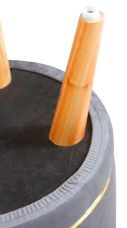 Image of Ottoman Stool for Living Room Foot Rest | Velvet Small Ottoman Foot Stool | Solid Wood Legs | Footstool Puffy for Home, Bedroom & Makeup Table | 16x16x18 Inch, Set of 2 (Grey)