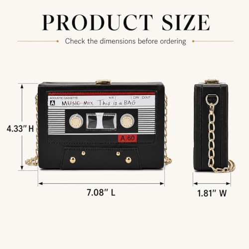 Image of QZUnique Tape Shaped Shoulder Bag Radio Recorder PU Crossbody Bag Women's Retro Evening Bag Handbag Clutch Purse