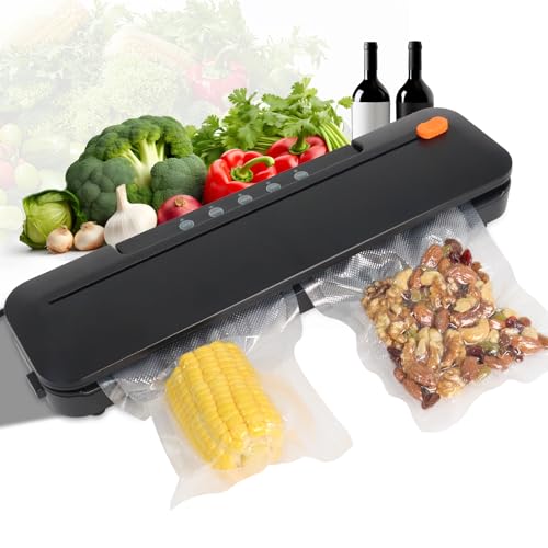 Vacuum Sealer Machine, 5 Modes for Food Preservation Seal Vacuum Packing Machine, with 20pcs Vacuum Sealer Bags and Built-in Cutter, 15 Seconds Fast Sealing Multi-Function Black Vacuum Sealer, Gekufa
