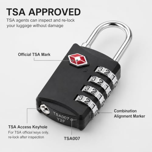 Image of Diyife TSA Luggage Locks, [Updated Version][3 Packs] 4-Digit Security Padlock, Combination Padlocks, Code Lock for Travel Suitcases Luggage Bag Case (Black)