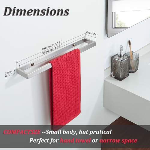 SAYAYO Bathroom Towel Holder Hand Towel Ring Self Adhesive & Screw Towel Rail SUS304 Stainless Steel 40CM Wall Mounted No Drilling, Brushed Nickel