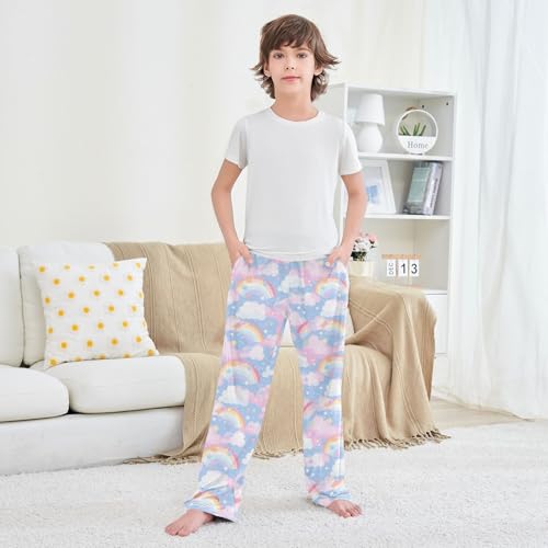 Boys' Pants Rainbow Pink White Cloud Long Bottoms Jogger Pants Elastic Waist Trousers with Pockets S-XL3