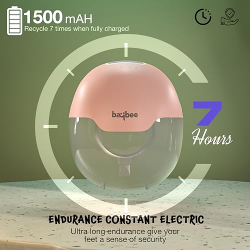 Image of Baybee CuddleFlow Double Wearable Electric Breast Pump for Mothers | Portable Breast Pump Electrical Machine with 3 Modes (Lactation, Milk Suction, Massage) & 15 Suction Levels | Automatic Breast Milk Pump with Rechargeable 1500mAh Battery & LED Display | Hands-Free, BPA-Free 180ml Milk Cup | Quiet, Compact & Premium Carry Case (Orange)