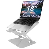 TAPMEI Adjustable Laptop Stand, Ultra Stable Metal Base Ergonomic Foldable Computer Riser for Desk Compatible with MacBook Pro/Air Notebook All Laptop Under 18 Inches (Silver)
