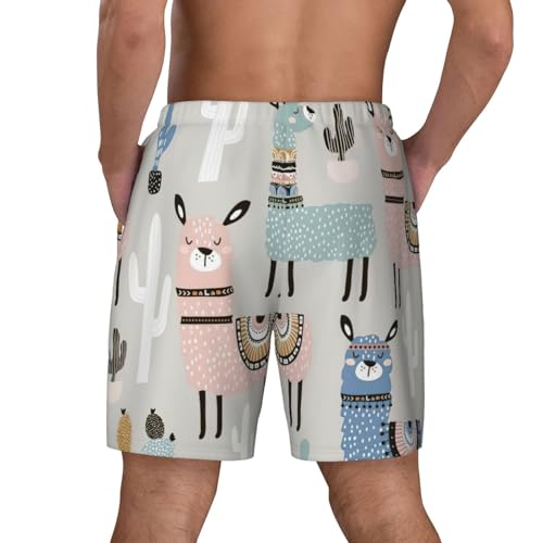 Llama Cactusshort Swim Trunks with Waist Rope and Two Side Pockets Beach Shorts Bathing Suits for Men4