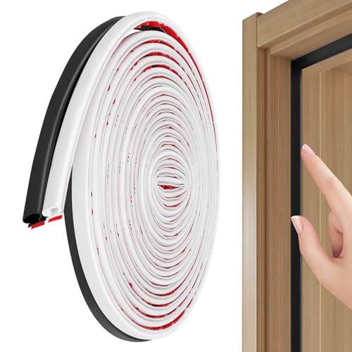 2 Pezzii Guarnizione Porta Finestra Adesiva Set, 6M Autoadesivo Striscia Porta in Gomma a Forma di D, Anti-Collisione D-Tipo Guarnizioni Porta per Telaio de Porta