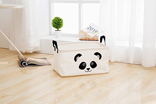 TIBAOLOVER Rectangle Storage Bin Shelves Storage Basket with Handles-for organizing Baby Toys Bins,Kids Toys,Baby Clothing,Children Books, Gift Baskets(Panda) - Thumbnail 4