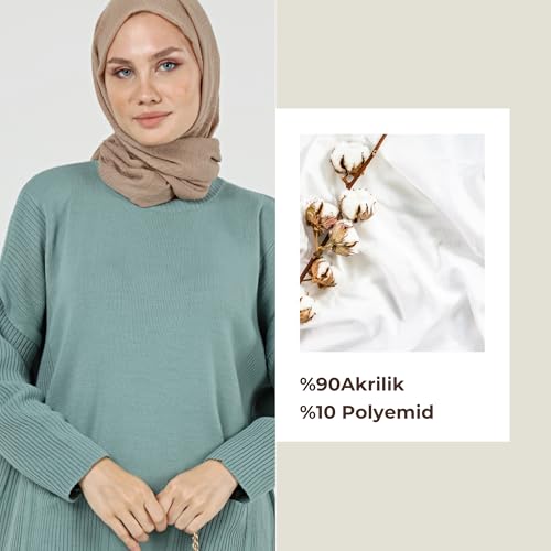 Image of Women's Knitted Sweater | Long Sleeve Loose Fit Sweaters with Front Pocket Detail | Modest Women's Clothing (US, Alpha, Small, Large, Regular, Regular, Sage Green)