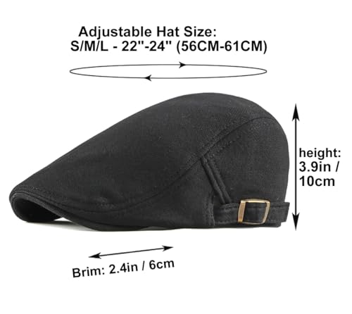 Image of Quanhaigou Men's Cotton Flat Ivy Gatsby Newsboy Driving Hat Adjustable Irish Cabbie Ivy Driving Hunting Cap