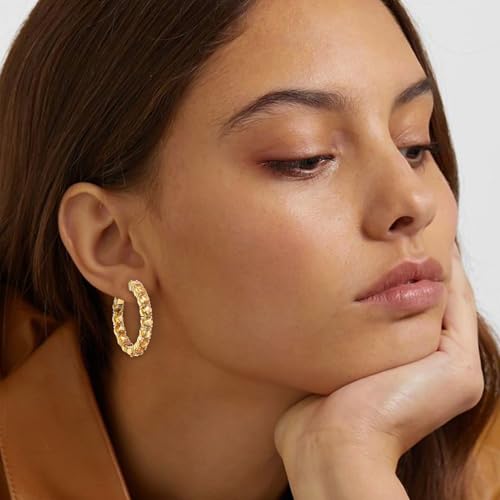 Women's Citrine/Aquamarine/Garnet/Opal Hoop Earrings, 925 Sterling Silver Hypoallergenic Chunky Huggie Hoop with Charms, Multiple Style, Send Gift Box2