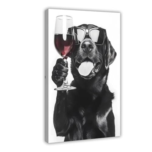 Impression sur toile chien labrador lunettes de soleil déco murale 40x60cm