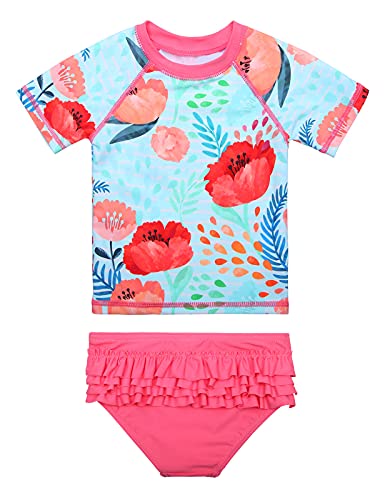 Image of XFGIRLS Girls Swimsuit Toddler Girl Two Piece Long Sleeve Bathing Suit Swimwear Swimming UPF 50+