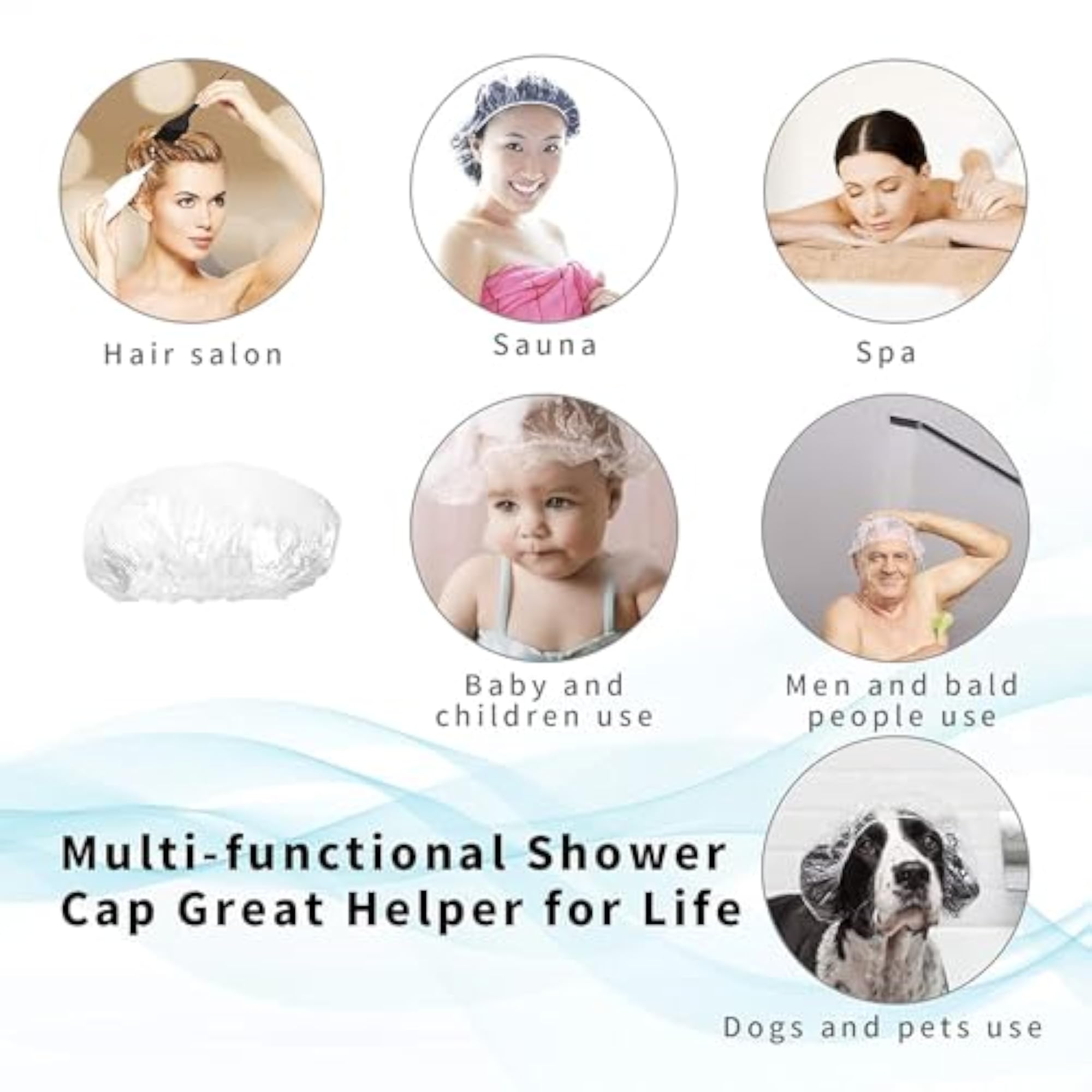 Large Disposable Waterproof Shower Caps, 12 Pack for Women