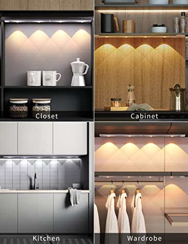 Xpesuvc Long Size Under Cabinet Lights Sensor Light Indoor Usb Rechargeable 3 Light Modes Stepless Dimming For Closet Cabinet Kitchen With Display Mode (Sliver, 5 Beads/1 Pack) #TOP5