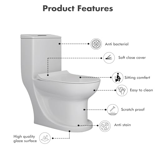 Image of WASSMIST Western Toilet for Bathroom - Modern Commode for Toilet | Bathroom toilet seat for Comfort and Style (One Piece | S Trap Outlet | Wash Down Flush)