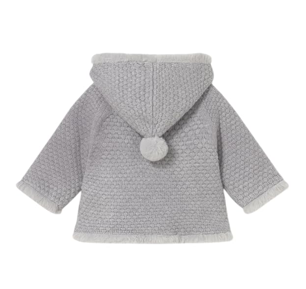Mayoral Chaqueta para bebé de 12 meses, 80 cm, de tricot de viscosa color gris con capucha y pelo interior