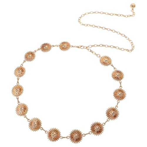 SAFIGLE Stylish Adjustable Metal Flower Carved Waist Chain Belt for Women Boho Vintage Design for and Formal Occasions Accessory for Enhancing Fashionable Looks
