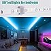 Led Strip Lights 16.4 ft RGB 5050 Color Kit with 24 Key Remote Control and Power Supply Mood Lamp for Room Bedroom Home Kitchen Indoor Decorations