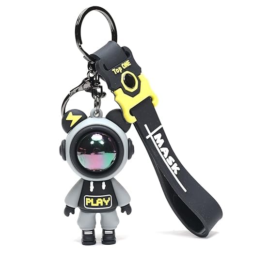 WOTOFYFlash Bear Bag Charm Keychain - Cute Silicone Fashion Key Ring with Carabiner - Astronaut Key Ring for Women, Children, and Boys - Personalized Couple Lanyard Car Pendant