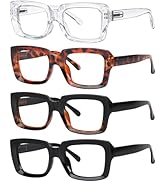Lunette Femme Sans Correction Eyekepper Lunettes De Lecture Élégantes Pour Femmes Grande Carré Avec Charnières à Ressort, Transparent 2.25 Lunette Lecture Femme
