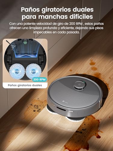 LEFANT M3 MAX Robot Aspirador y Friegasuelos con Base de Autovaciado, 20000 Pa, 210 mins, Navegación Láser dToF, Mopas Giratorias Elevables, Evasión de Obstáculos PSD, 5G WiFi/App/Alexa - imagen 4