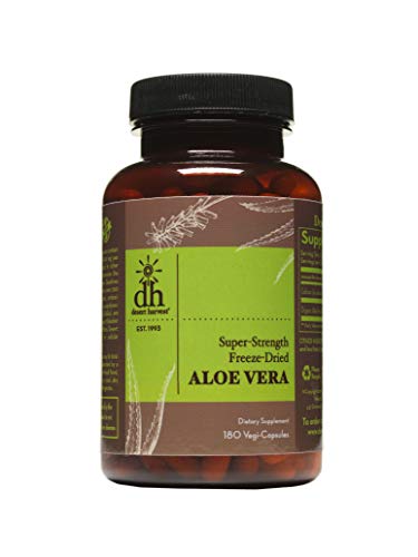 Desert Harvest Super-Strength 100% Organic Aloe Vera Supplement (180 Capsules), 600 milligrams containing