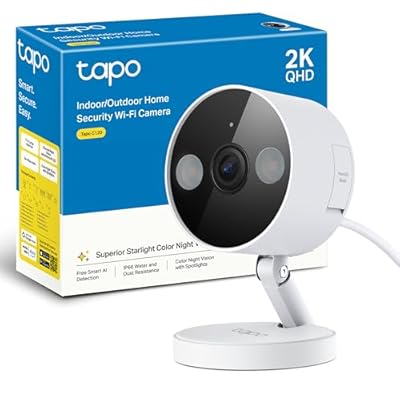 Tapo C120-2K 4MP Cámara de vigilancia para Interior y Exterior  Base magnética focos duales  Admite Tarjeta SD de hasta 512 GB  IP66  Compatible con Alexa y Google Assistant
