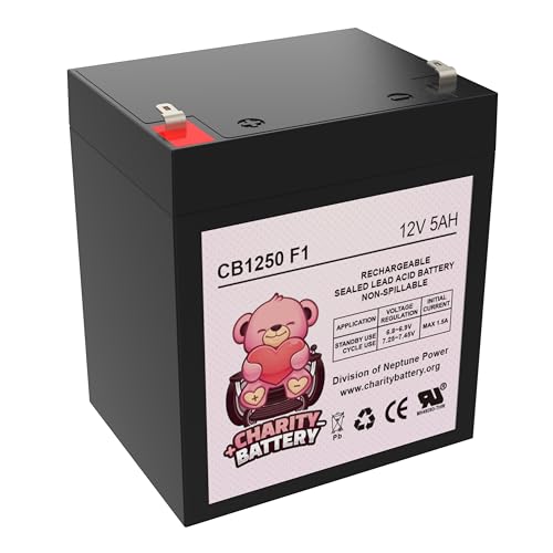 Charity Battery CB1250 12V 5Ah Replacement SLA Battery for Liftmaster 485LM Garage Door Opener Battery
