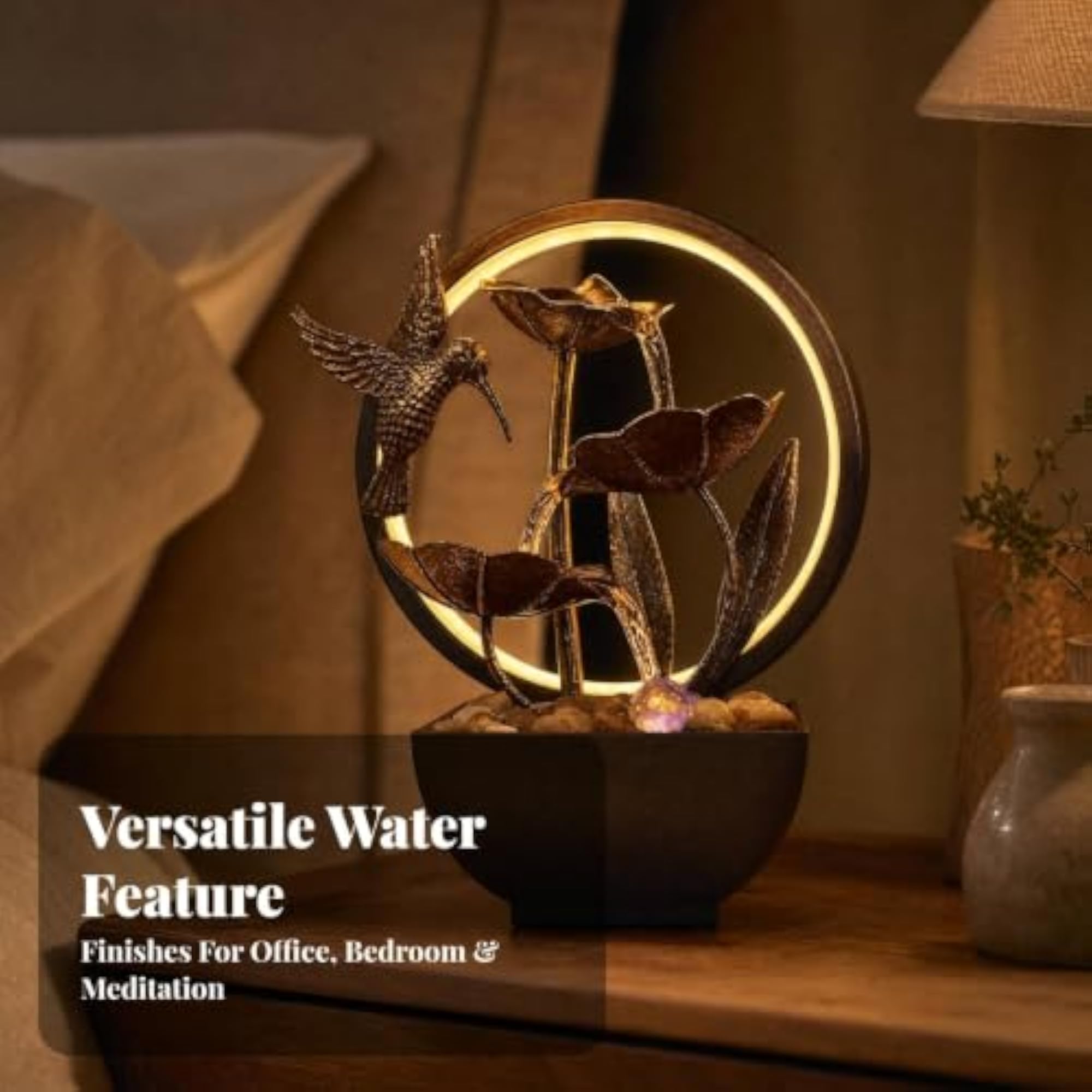 USB-Powered Tabletop Water Feature with LED Loop