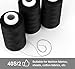 ilauke 4 x 3000 Yards Serger Thread Spools Black Polyester Sewing Threads Overlock Cone