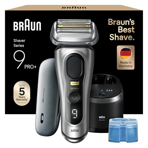 Braun Series 9 PRO+ 9577cc Electric Razor for Men, 5 Pro Shave Elements & Precision Long Hair Trimmer, 6in1 SmartCare Center, PowerCase for Mobile Charging, Wet & Dry, 60min Battery Runtime