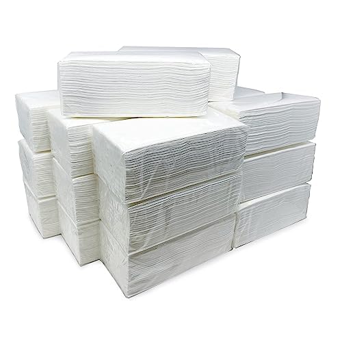 Essuie-Mains pliés en Z, 4000 unités, Essuie-Mains en Papier pliés en Z 2 pli Blancs - 20 x 200 Essuie-mains épais