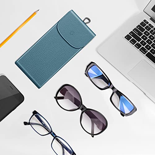 Image of FINTIE Double Glasses Case with Carabiner Hook, Portable Vegan Leather Eyeglass Case Anti-scratch Sunglasses Pouch