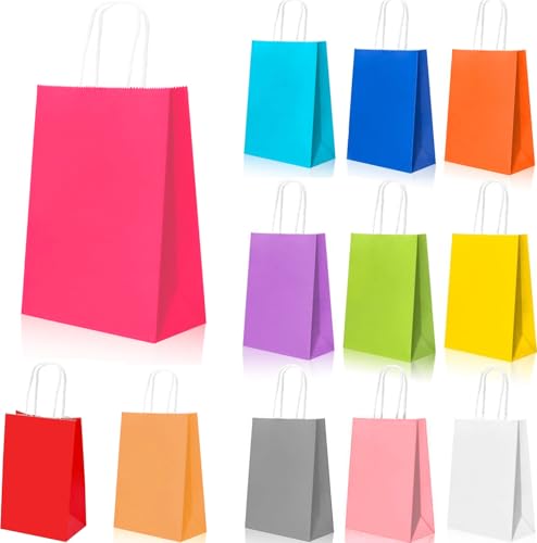 12 Stück Bunte Geschenktüten Papiertüten Bunt Geschenktüte...