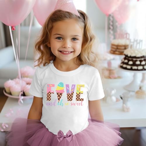 KEKEMI Toddler Girl Birthday Outfits 2nd 3rd 4th 5th 6th 7th Ice Cream Birthday Shirts Tutu Skirt Set Cake Smash 2Pcs Outfit2