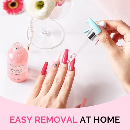 Image of MelodySusie 50ML Semi-Cured Gel Nail Strip Remover, Acetone Free Nail Polish Remover Multi-Functional Remover for Acrylic Tips Gentle Glue Remover with Stick