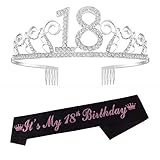 18. Geburtstags Kristall Tiara Krone Geburtstags Krone Birthday Crown Prinzessin Kronen Haar-Zusätze - Silber für Geburtstagsfeiern oder Geburtstagskuchen