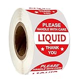 Fragile Liquid Handle with Care Warning Stickers, 2 inch Liquid Shipping Mailing and Packing Warning