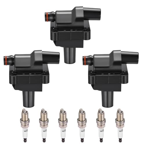 Image of 3-Pack UF137 Ignition Coils & 6-Pack 6341 Spark Plugs Kit Compatible with Mercedes-Benz C280 1994-1997, C36 AMG 1995-1997, E320 1994-1997, S320 SL320 1994-1996, 300CE 300E 300TE 1993