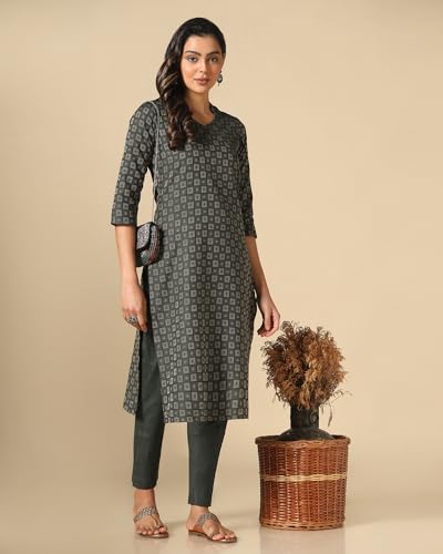 Image of Hritika Self Design Viscose Rayon Kurta & Trousers Set (HRKB0048)