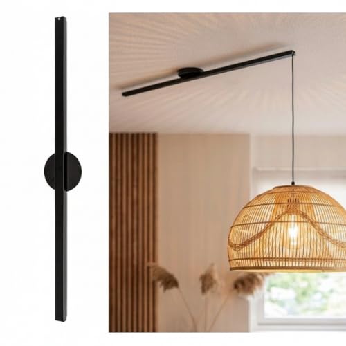 BARCELONA LED Sistema de Suspensión para Lámpara Colgante 90cm Negro Mate | Deslizamiento 80cm y Rotación 360° | Soporte Ajustable para Techo | Hasta 3kg | Descentrador para Lámparas Colgantes