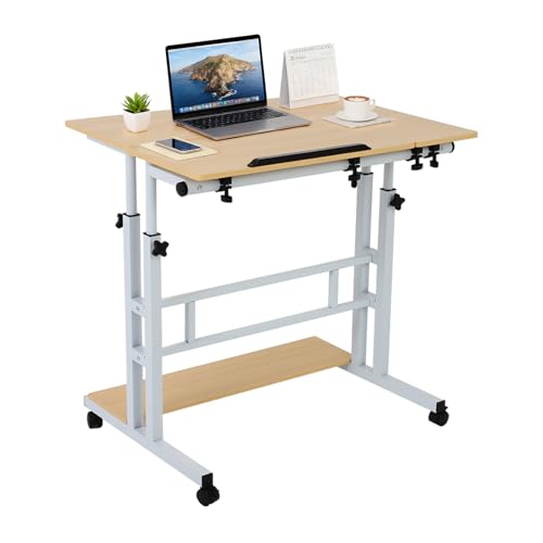 Bureau debout portable à hauteur réglable avec roulettes FAHKNS