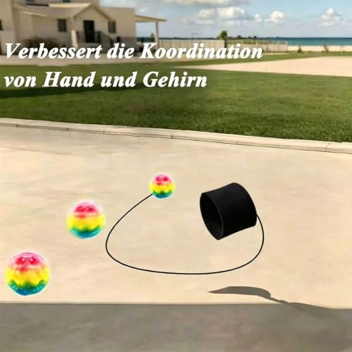 PASLFC 6 Stück Handgelenk Return Ball,Jumping Ball mit Schnur,Springball mit Schnur, Handgelenk Ball, Gummi Reboundball, Sport Andgelenkball, Bouncing Balls an Schnurs für Spielen&handgelenkübungen